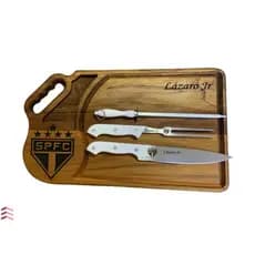 Kit Churrasco São Paulo Personalizado Time Tábua com Utensílios