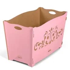 Caixa Porta Presentes Em Mdf Cru e Rosa Bebe Para Decoração Festas Chá de Bebe Aniversário