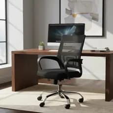 Cadeira Office Giratória Ergonômica Preta com Rodízios e Ajuste de Altura Kazalinda