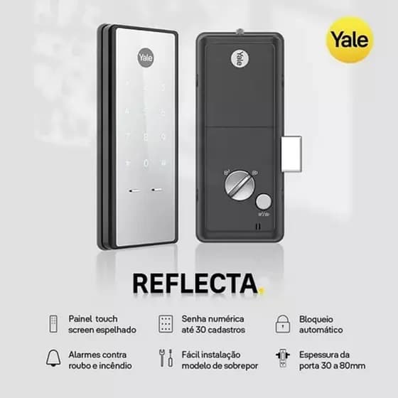 Fechadura Digital Reflecta Sobrepor Yale Segurança Moderna e Fácil Instalação