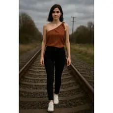 blusa  femenina so manga un hombro (Duna crepinho  estampado) veraô