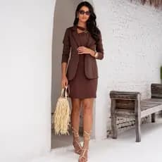 Blazer neoprene femenino com  bolso decorativo