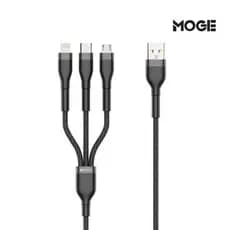 Cabo 3 em 1 Turbo 3.1A Micro USB Tipo C Lightning 1m | Hrebos Reforçado