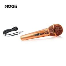 Microfone Profissional com Fio 3m Goldenultra | Dourado | Alta Sensibilidade | Karaokê e Gravação