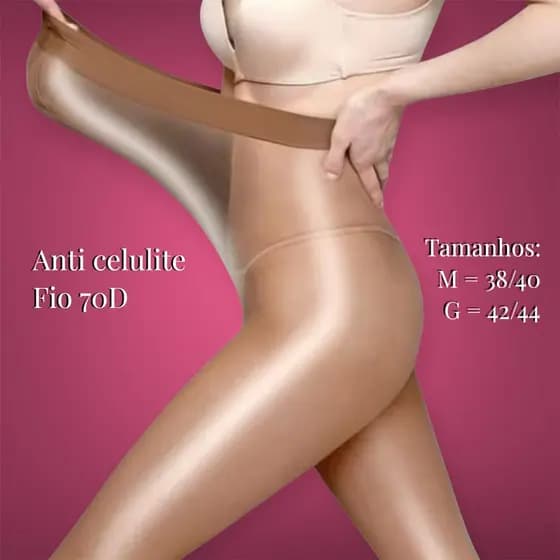 Meia Calça Fio 70D Anti Celulite Modeladora Transparente Cintura Alta Conforto Total