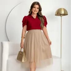 Saia de Tule Rodada Midi - Ideal para Fardamento de Congresso