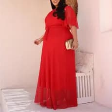 Vestido Longo Festas; Acinturado Forrado e Fluido Plus Size