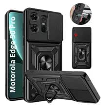 Capa Capinha Preta Proteção Nível Militar C/ Suporte e Proteção de Câmera Para Motorola Edge 50 Pro