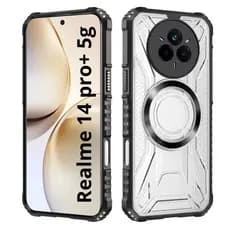 Capa Capinha Clear Proteção Nível Militar Suporte Carregador Por Indução Para Realme 14 Pro Plus 5G