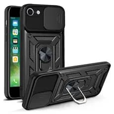 Capa Capinha Preta Com Proteção Nível Militar Com Suporte e Proteção de Câmera Para iPhone 8 (4.7)