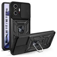 Capa Capinha Preta Com Proteção Nível Militar Com Suporte e Proteção Câmera Para Mi 11T / Mi 11T Pro
