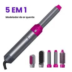 Escova secadora de cabelo rosa 5 em 1, modelador automático, alisador e modelador 2 em 1, escova alisadora.