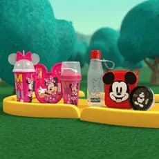 Kit Lanche Pote e Copo Divertido Mickey e Minnie Plasútil