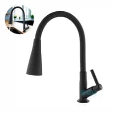 Torneira Gourmet Preta 2 Jatos Flexível Pia Cozinha Bancada 1068 C65