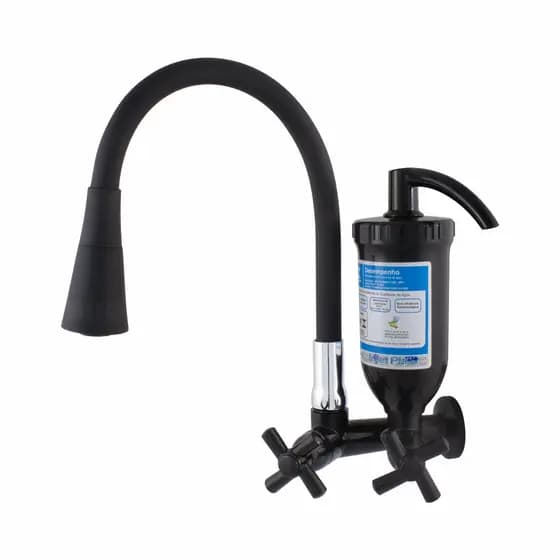 Torneira de Cozinha Gourmet com Filtro de Água Bica Flexível 2 Jatos ABS 2167 C31Preta