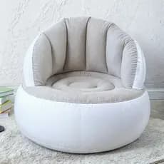 Sofá Inflável Cinza Multifuncional - Poltrona e Cadeira Resistente, Conforto Almofadado, Leve e Compacta para Toda a Família