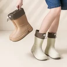 BIRROT Eco Friendly Estilo Japonês Coreano Bonito Mid Bezerro Botas De Chuva Estudante Antiderrapante Sapatos De Água De