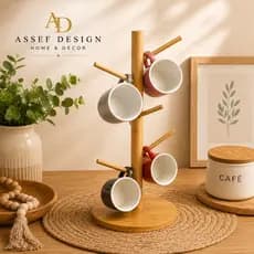 Suporte Porta Xicaras Bambu Madeira Pendurar 6 Caneca Copo Cafe Cha Organizador Xicara