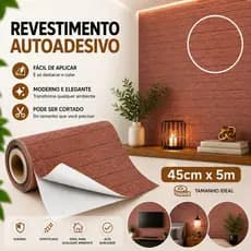Papel de Parede Tijolo 5 METROS x 45CM Revestimento Adesivo Autocolante