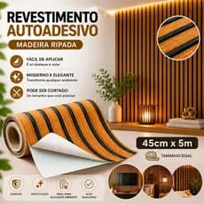 Papel de Parede Madeira Ripada 3D 5 METROS X 45CM Auto Adesivo Colante