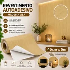Papel de Parede Madeira Lisa Clara 5 METROS x 45CM Revestimento Adesivo Autocolante
