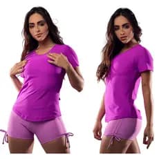Blusas Fitness Academia Feminina  Dry Fit Lisa Pano furadinho com proteção UV se mantem sempre fria