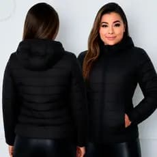 Jaqueta Puffer Feminina Motociclista Impermeável Blusa Frio Bobojaco Inverno Capuz