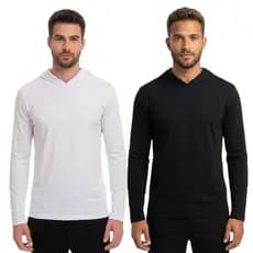 Kit 2 Camisetas Manga Longa COM Touca Masculina Lisa Básica Premium