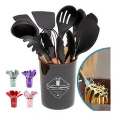 Kit Utensílios De Cozinha Jogo 12 Utensílios Silicone Concha