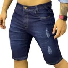 Bermuda Jeans Escura Puídos LS MODAS (Moda Jeans)