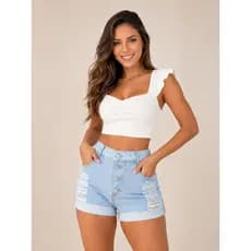 Short Jeans Destroyed Premium: O Estilo que Valoriza Suas Curvas LS MODAS (Moda Jeans)