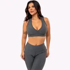 (Fitness)Conjunto Fitness Legging Feminino Top Academia Cós Alto Poliamida Regata Corrida Roupa de Treino LS MODAS.