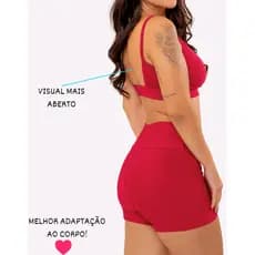 Fitness-Conjunto Fitness Feminino Cintura Alta-Short Modelador + Top com Design Aberto e Máximo Conforto LS MODAS (Mod