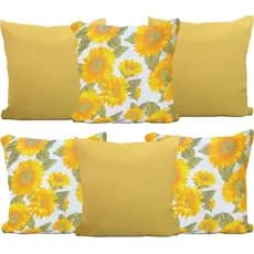 Capas de Almofada Decorativa 45 x 45 Girassol - Kit c/06 - c/Zíper ínvisivel