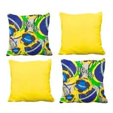 Kit 4 Capas de Almofada 45x45 Brasil Amarelo com Zíper Invisível – Decoração Sofá Sala Copa Futebol
