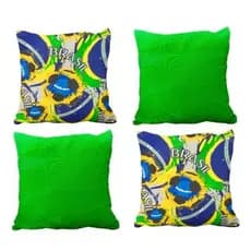 Capas de Almofada Brasil 45x45 Kit com 4 Verde e Estampadas – Decoração Sala Moderna Futebol