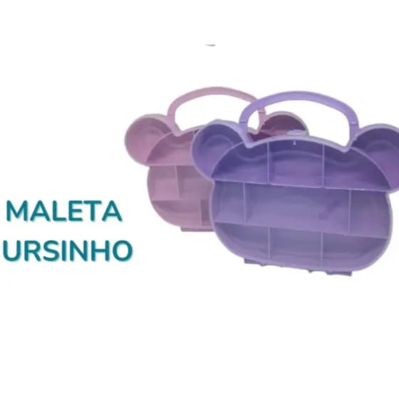 Maleta organizadora com divisórias Modelo Ursinho 12x19cm com 11 divisórias