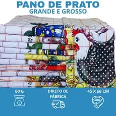 Pano de Prato Grande e Grosso Louça Alta Absorção 100% Algodão Cozinha Estampado Kit Premium Profissional
