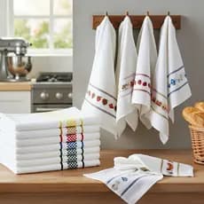 Kit 3 Pano De Copa Xadrez e Estampado Cores Sortidas 100% Algodão Atoalhado Decorados 45x70cm Cozinha