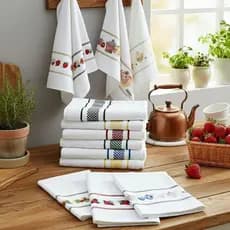 Kit 5 Pano De Copa 100 Algodão Atoalhado Envio Sortido Estampado e Xadrez Decorados 45x70cm Cozinha