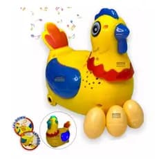 Pato Bota Ovos Amarelo Infantil Anda Toca Som Luz Brinquedo