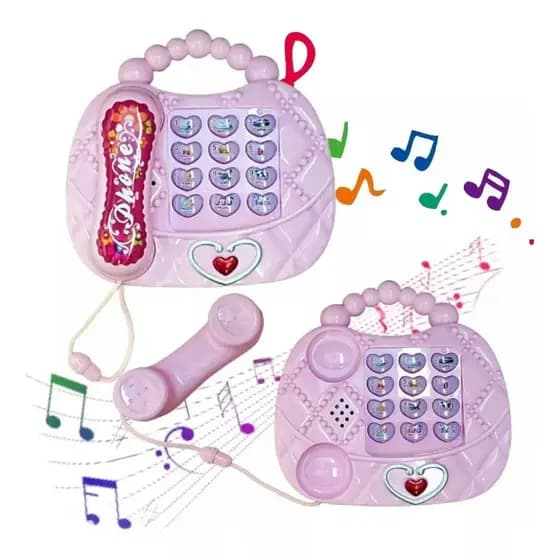Telefone Infantil Criança Musical Sons Luzes Rosa Presente