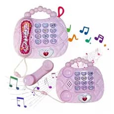 Telefone Infantil Criança Musical Sons Luzes Rosa Presente
