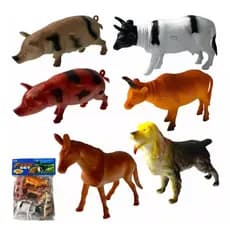 Kit 6 Animais Grande Fazenda Fazendinha Brinquedo Borracha