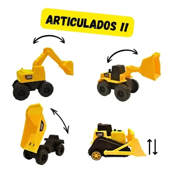 Carrinho De Brinquedo Menino Trator Escavadeira Kit 4 Construção Amarelo