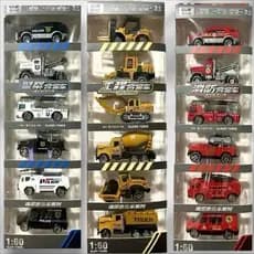 Brinquedo Infantil Kit Carrinhos Miniaturas Metal Polícia Bombeiros Construção Escala 1:60