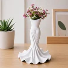 Vaso Decorativo Vestido Noiva Porta Canetas Porta Flores Organizador Mesa Escritório Sala Decoração Moderna