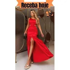 Vestido Longo Feminino Elegante Nula Manga Acetinado Modelo Sereia Fenda Festa Madrinha Casamento