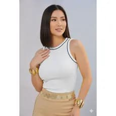 Regata Feminina Canelada Algodão Premium Gola Redonda Sem Transparência Moda Blogueira