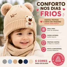 Touca Infantil De Frio Forrada Gorro de Lã Com Pom Pom Menino Menina Peluciada